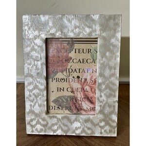 Nicole Miller Home 4x6 Chevron Frame Mother of Pearl Abalone Coastal Shabby